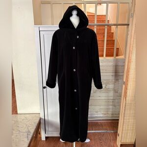 Vintage NILS Resort Collection Long Hooded Black Faux Fur Coat Made USA Medium